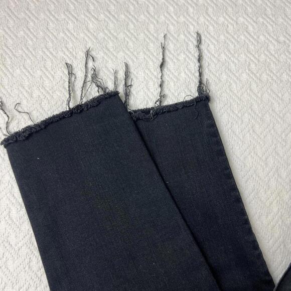 Mother Womens Size 24 Black High Waisted Ankle Looker Frayed Jeans Denim Stretch - Picture 10 of 14